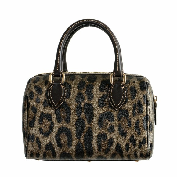 NIB ROBERTO CAVALLI BOWLING MULTI COLOR LEOPARD PRINT COATED CANVAS ZIPPER BAG - Picture 7 of 12